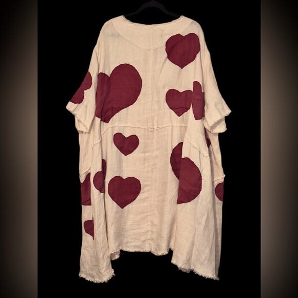 Magnolia Pearl Kimi Koat in Love ❤️ Linen Heart Appliqué Jacket, One Size, Rare - Picture 12 of 14